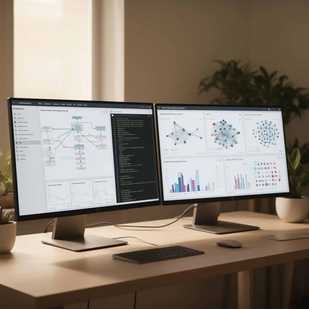 Data architecture and AI analytics dashboards used to validate drug development models